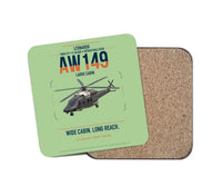 Thumbnail for Leonardo AW149 design on light green 1 piece coaster