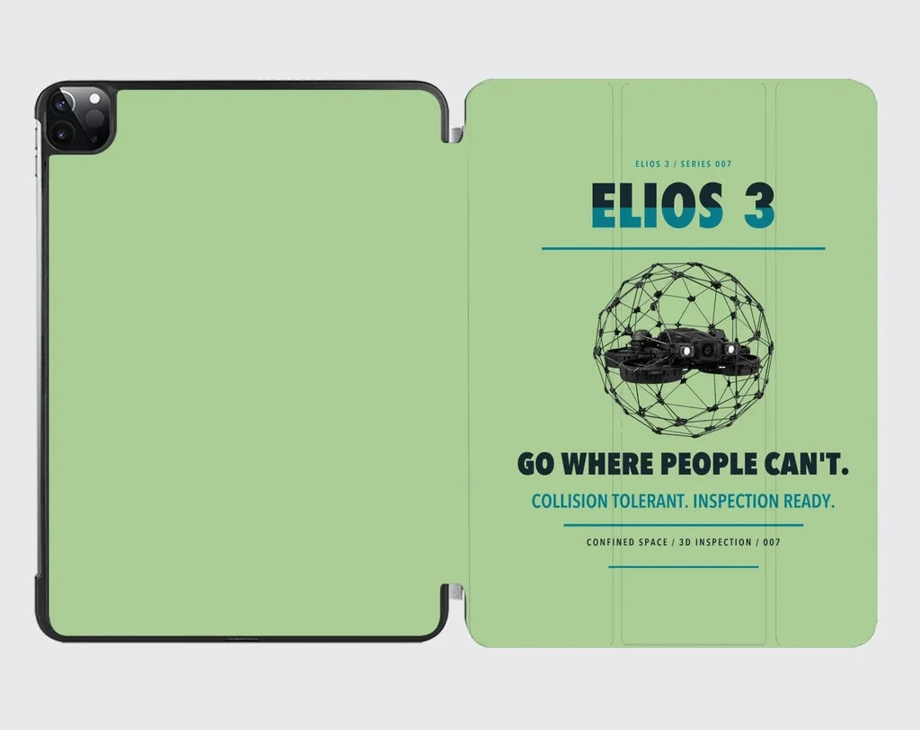 Flyability Elios 3 design on light green ipad tablet case