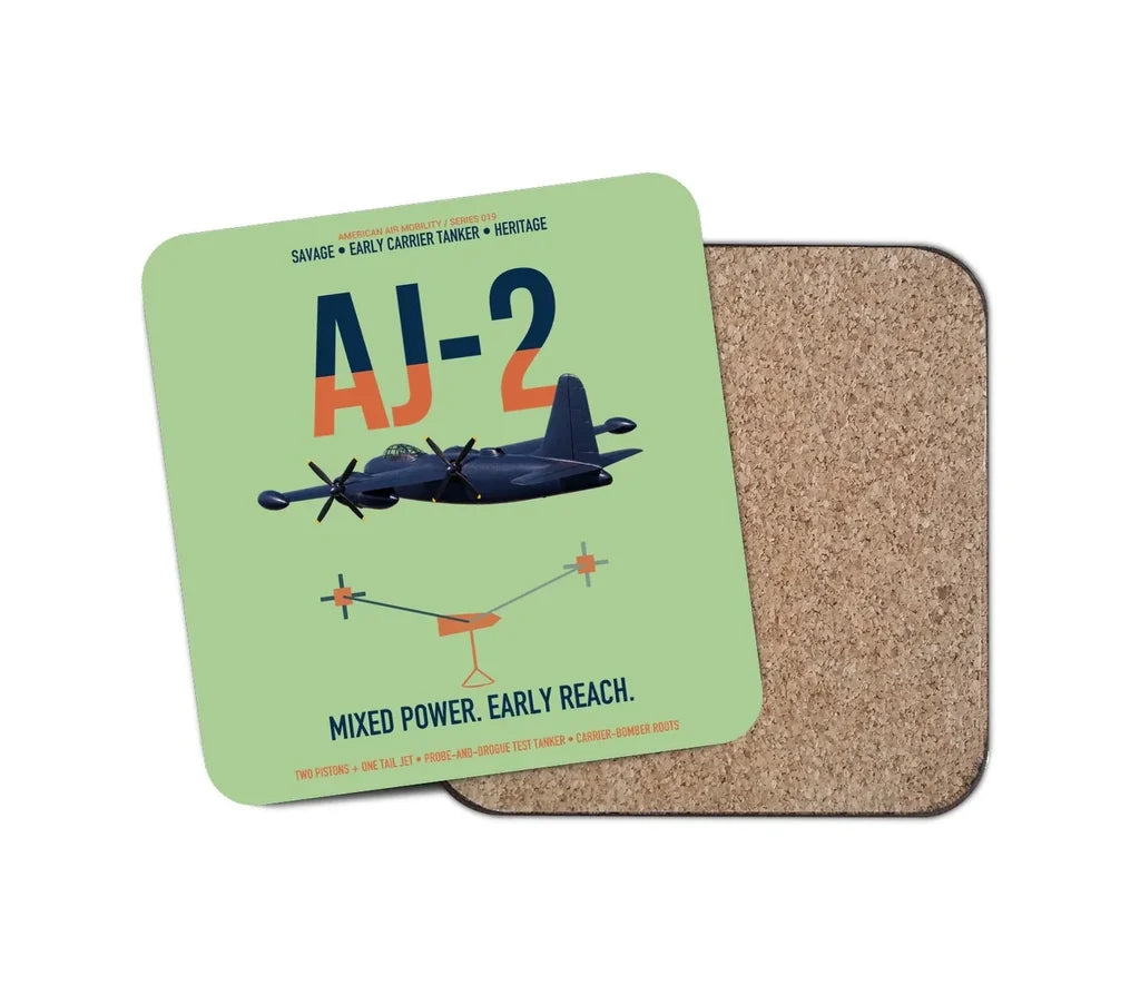 AJ-2 Savage Tanker design on light green 1 piece coaster