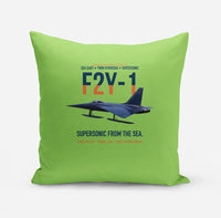 Thumbnail for F2Y-1 Sea Dart Supersonic from the Sea design on light green pillow