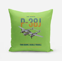 Thumbnail for P-38J Lightning design on light green pillow