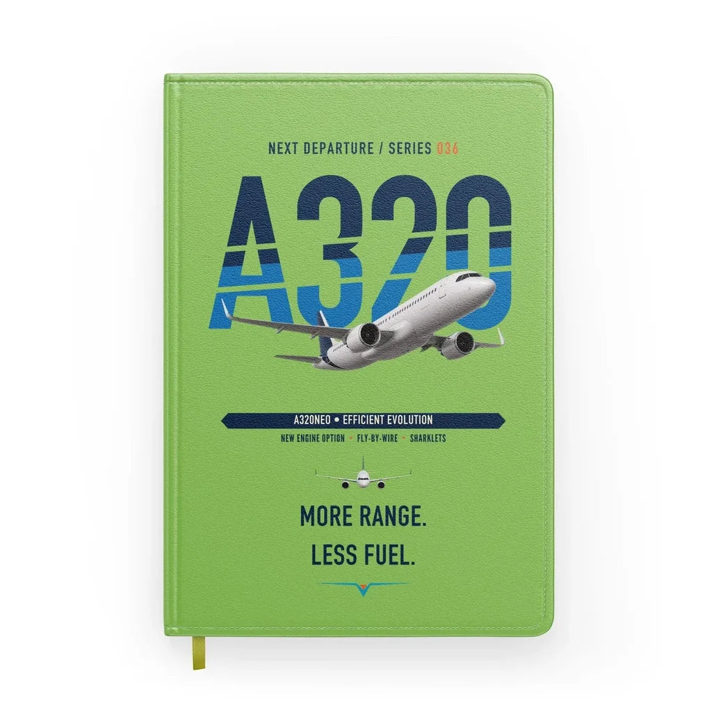 Airbus A320neo design on light green notebook