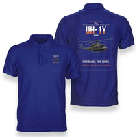 Thumbnail for Bell UH-1Y Venom design on blue double-side polo t-shirt, double-side print