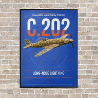 Thumbnail for Macchi C.202 Folgore vertical canvas print - framed - blue background