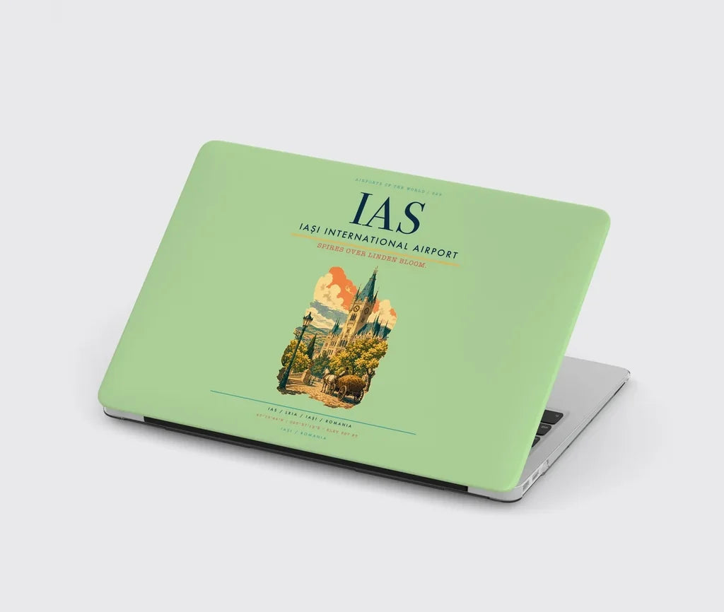 Iași International Airport (IAS) design on light green MacBook case