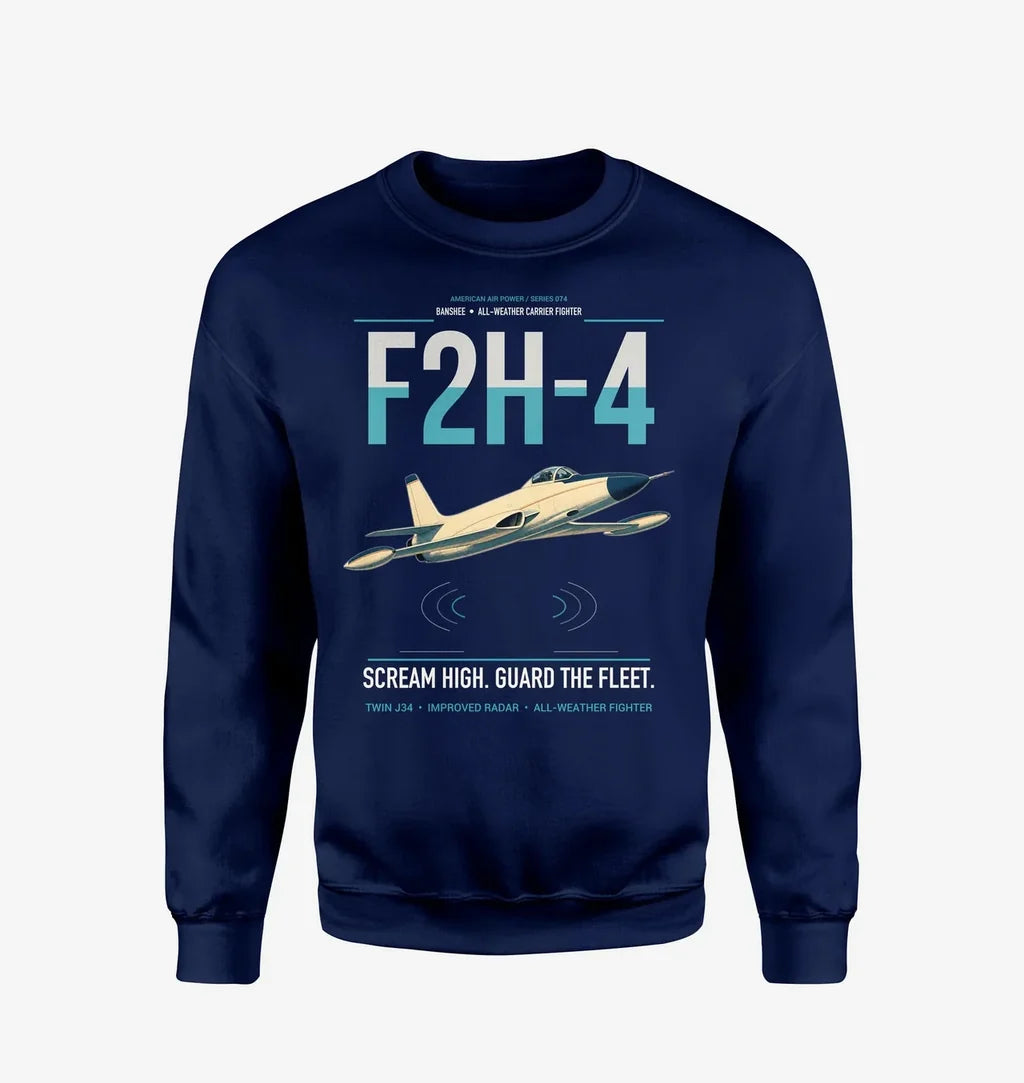 F2H-4 Banshee design on navy blue sweatshirt