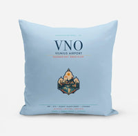 Thumbnail for Vilnius Airport (VNO) design on light blue pillow