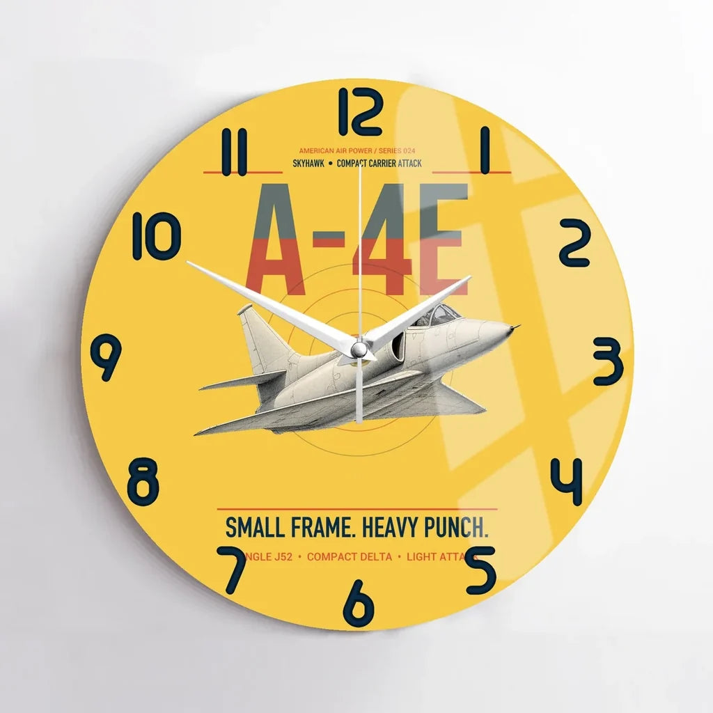 A-4E Skyhawk design on yellow no frame wall clock