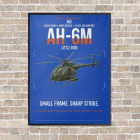 Thumbnail for MD AH-6M Little Bird vertical canvas print - framed - blue background