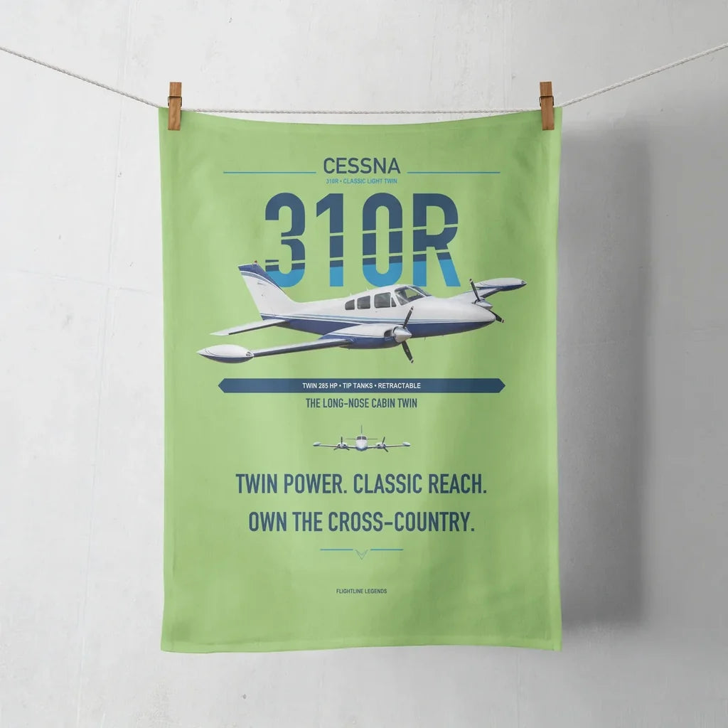 Cessna 310R design on light green towel