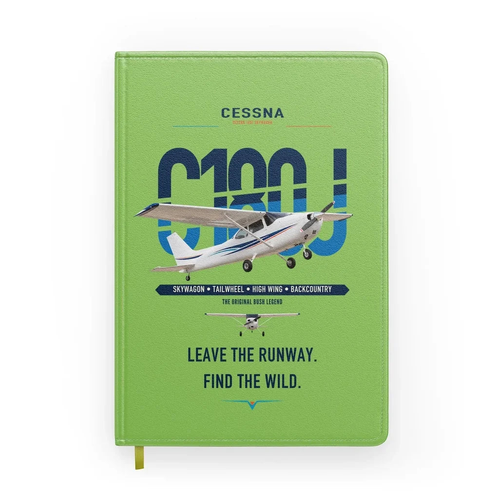 Cessna 180J Skywagon design on light green notebook