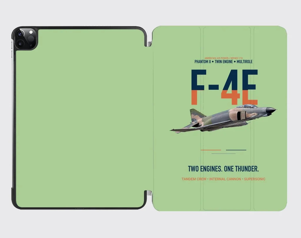 F-4E Phantom II Two Engines One Thunder design on light green ipad tablet case