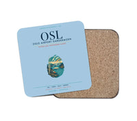 Thumbnail for Oslo Airport Gardermoen (OSL) design on light blue 1 piece coaster