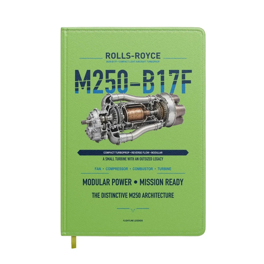 M250-B17F design on light green notebook