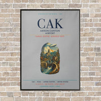 Thumbnail for Akron-Canton Airport CAK vertical canvas print - framed - light gray background