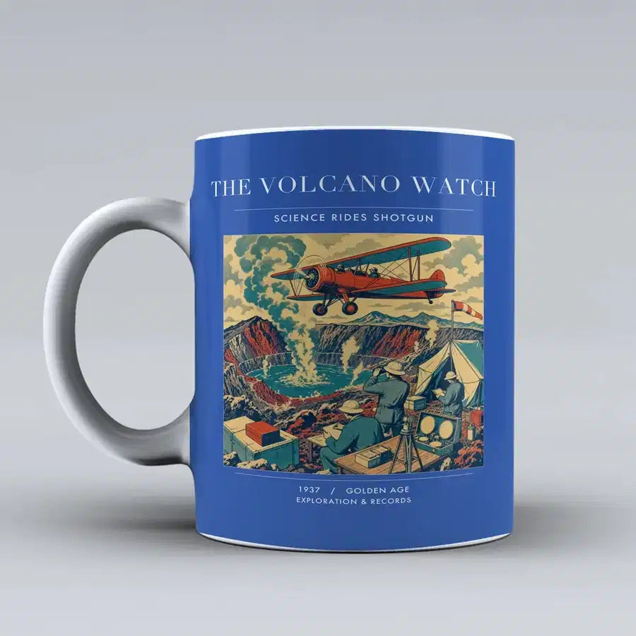 VINTAGE G4042 - The Volcano Watch - Ceramic Mug design on blue