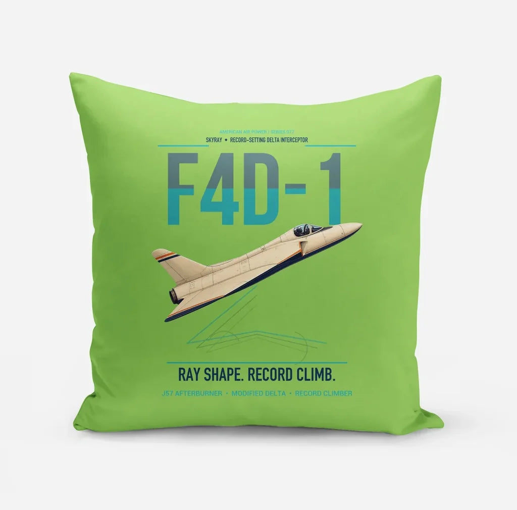 F4D-1 Skyray design on light green pillow