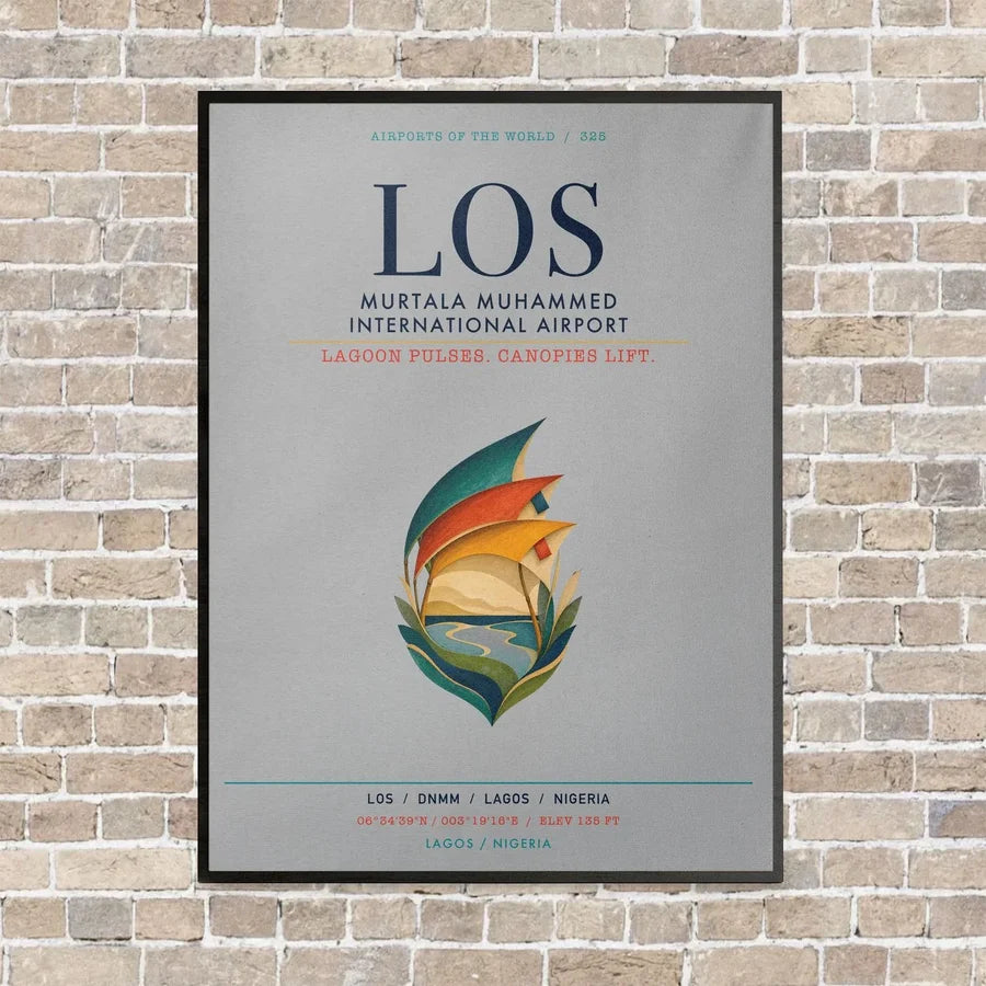 Murtala Muhammed International Airport LOS vertical canvas print - framed - light gray background