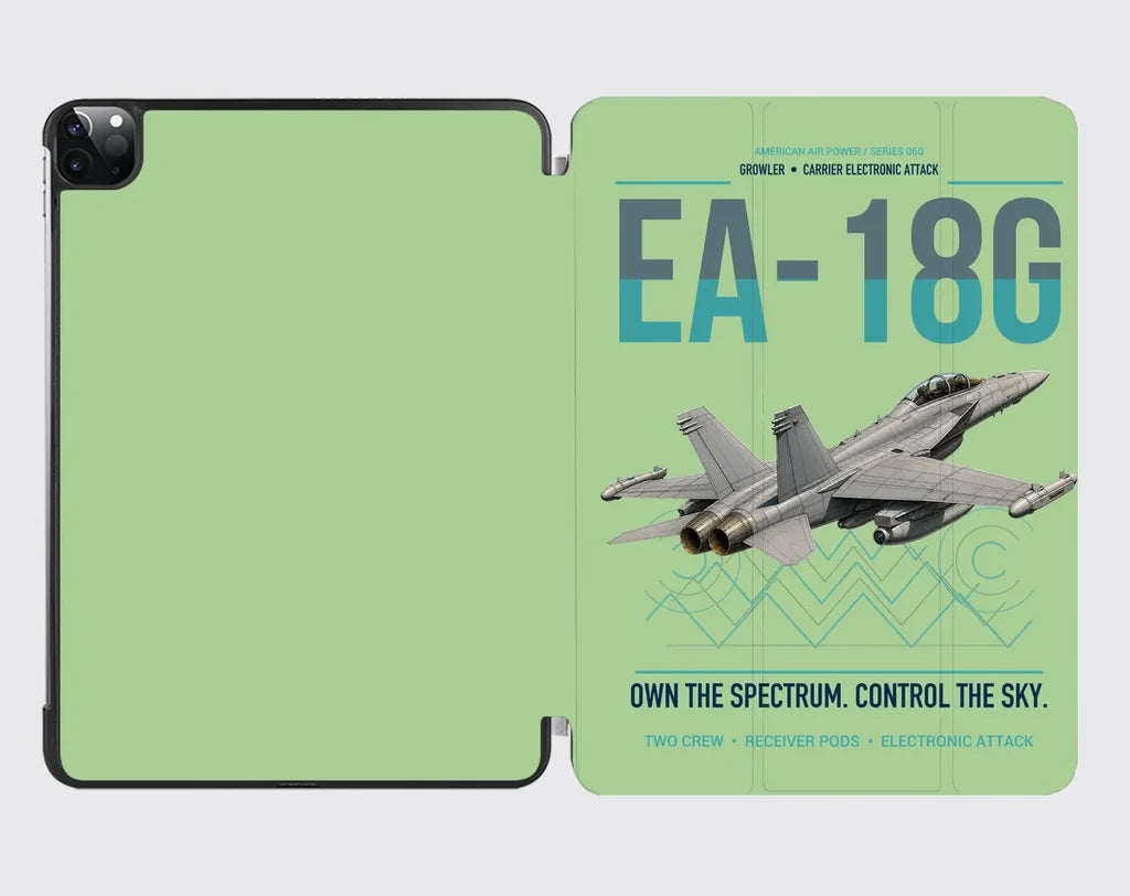 EA-18G Growler design on light green ipad tablet case