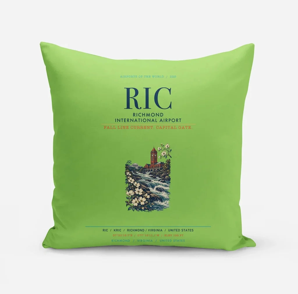 Richmond International Airport (RIC) design on light green pillow