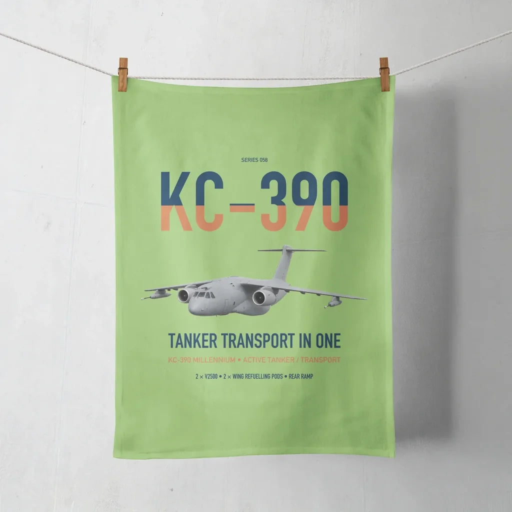 Embraer KC-390 Millennium design on light green towel