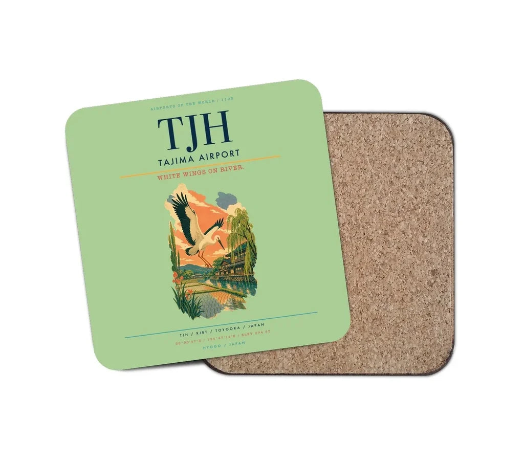 Tajima Airport (TJH) design on light green 1 piece coaster