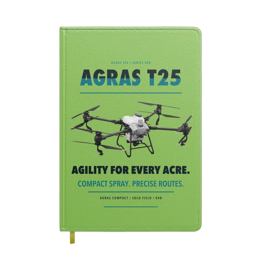 DJI Agras T25 design on light green notebook