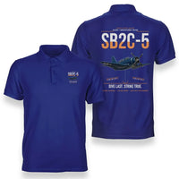 Thumbnail for SB2C-5 Helldiver design on blue double-side polo t-shirt, double-side print