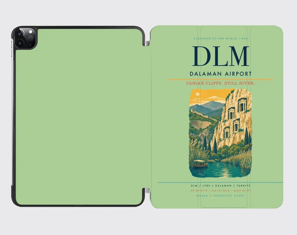 Dalaman Airport (DLM) design on light green ipad tablet case