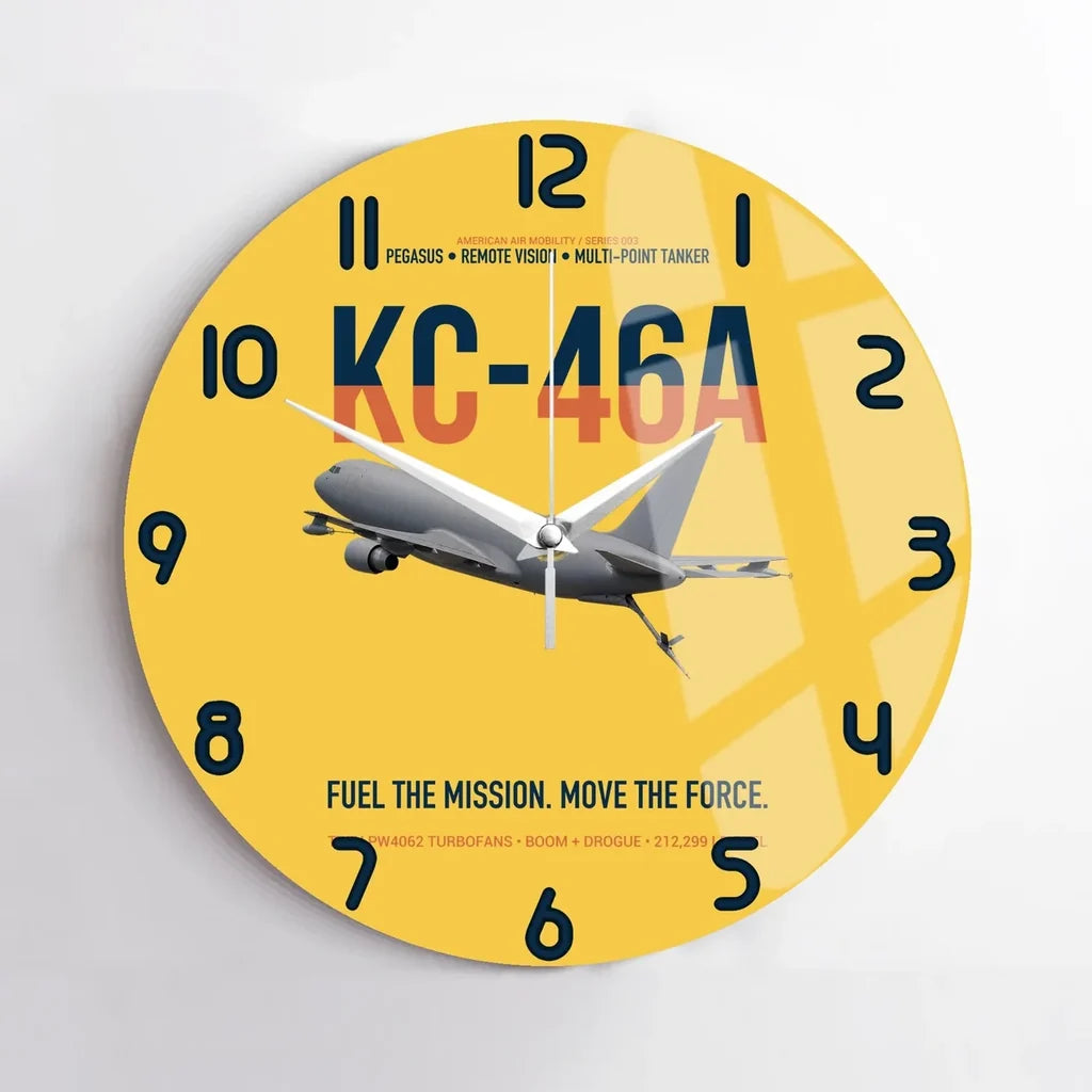 KC-46A PEGASUS design on yellow no frame wall clock