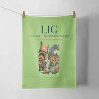 Thumbnail for Limoges – Bellegarde Airport (LIG) design on light green towel