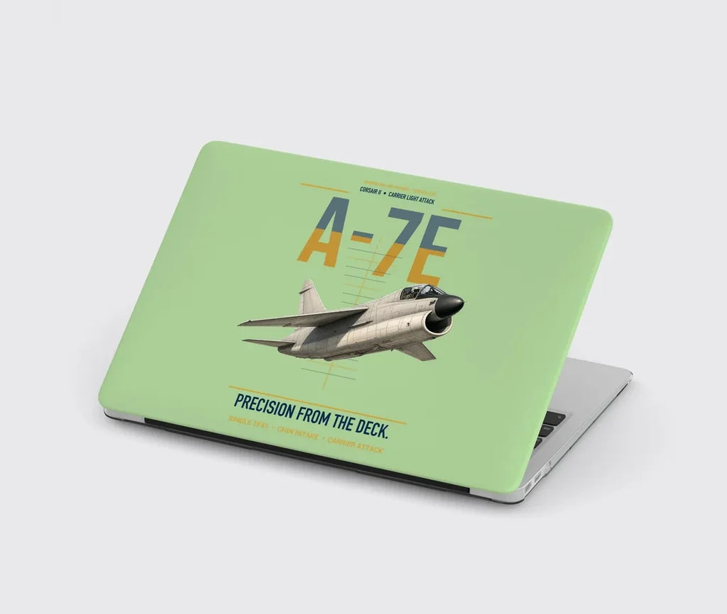 A-7E Corsair II design on light green MacBook case