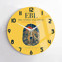 Thumbnail for Erbil International Airport (EBL) design on yellow no frame wall clock