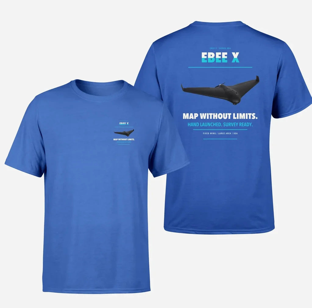 AgEagle eBee X design on blue t shirt