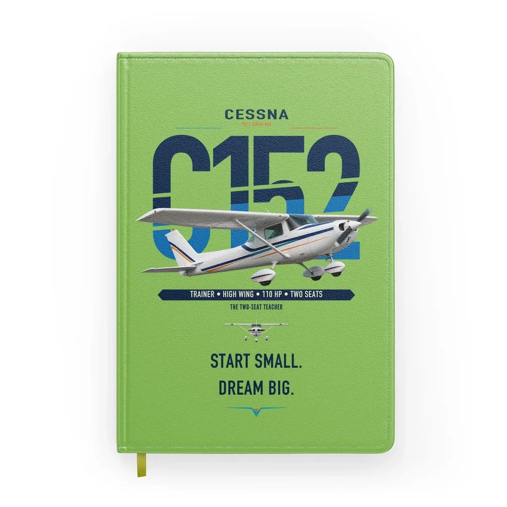 Cessna 152 design on light green notebook