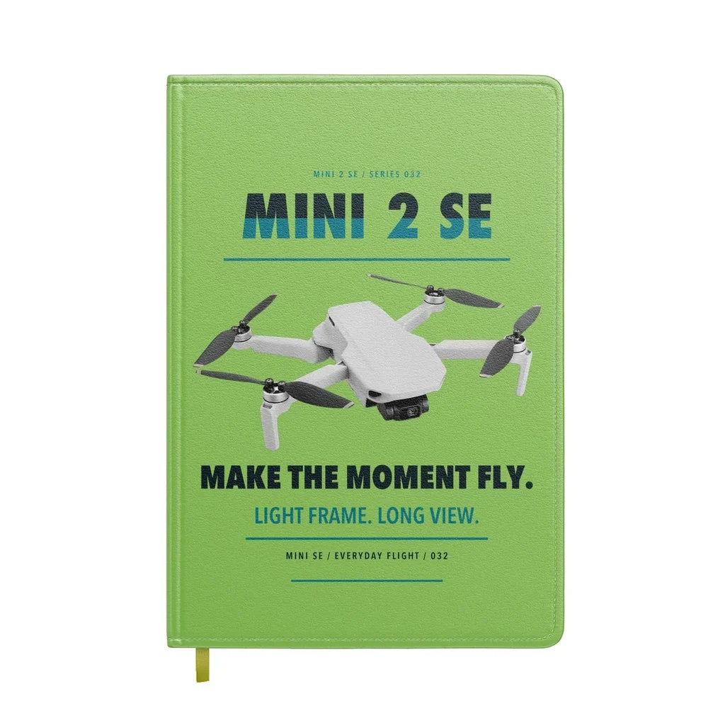 DJI Mini 2 SE design on light green notebook