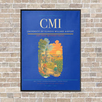 Thumbnail for University of Illinois Willard Airport CMI vertical canvas print - framed - blue background