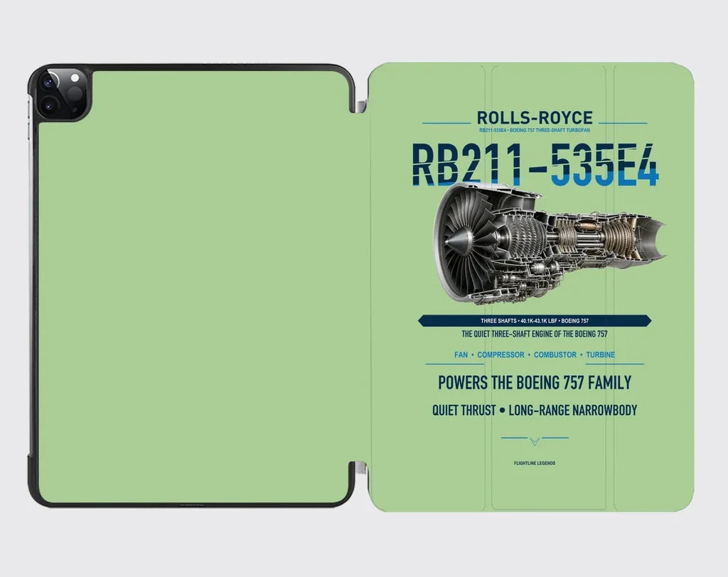 RB211-535E4 design on light green ipad tablet case