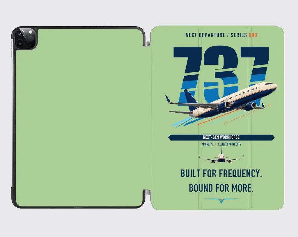 Boeing 737-800 NG design on light green ipad tablet case