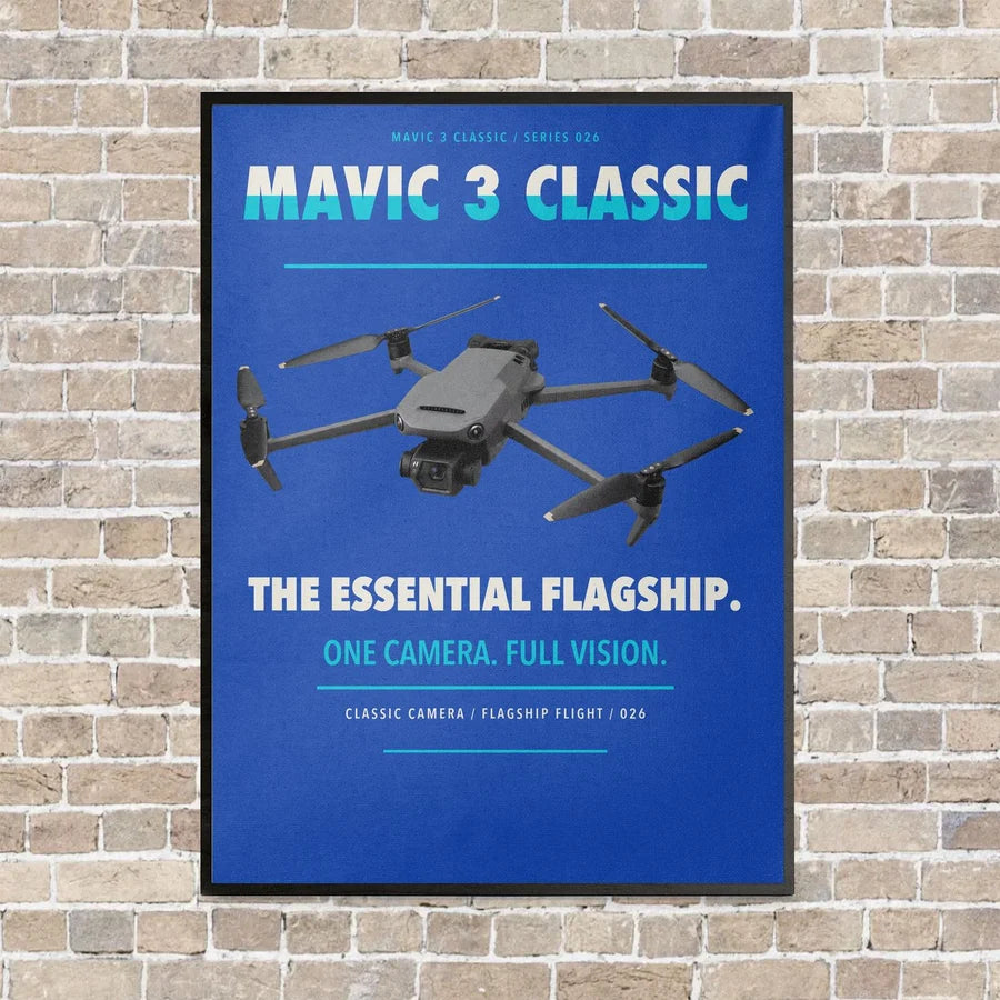 DJI Mavic 3 Classic vertical canvas print - framed - blue background