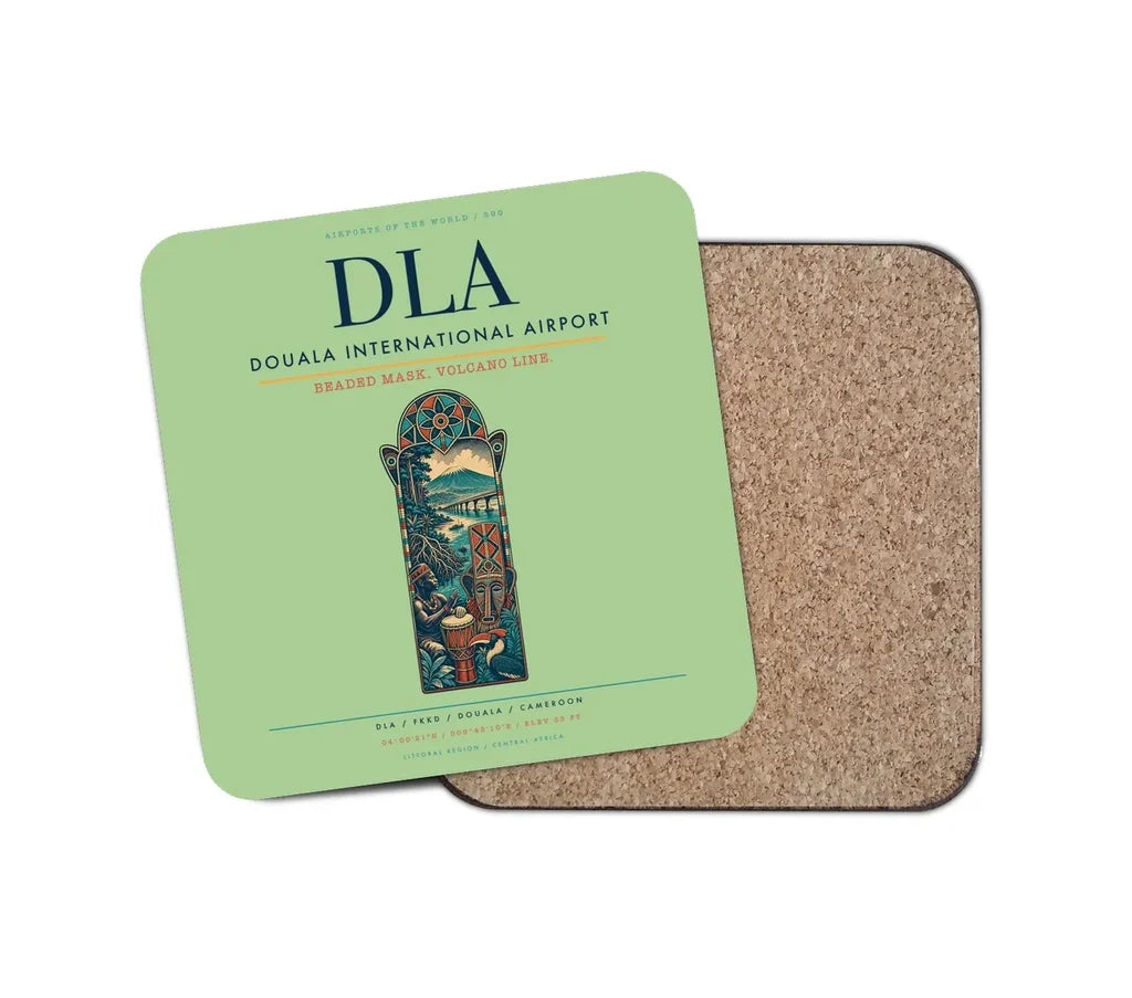 Douala International Airport (DLA) design on light green 1 piece coaster