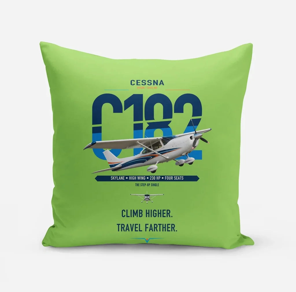 Cessna 182 Skylane design on light green pillow