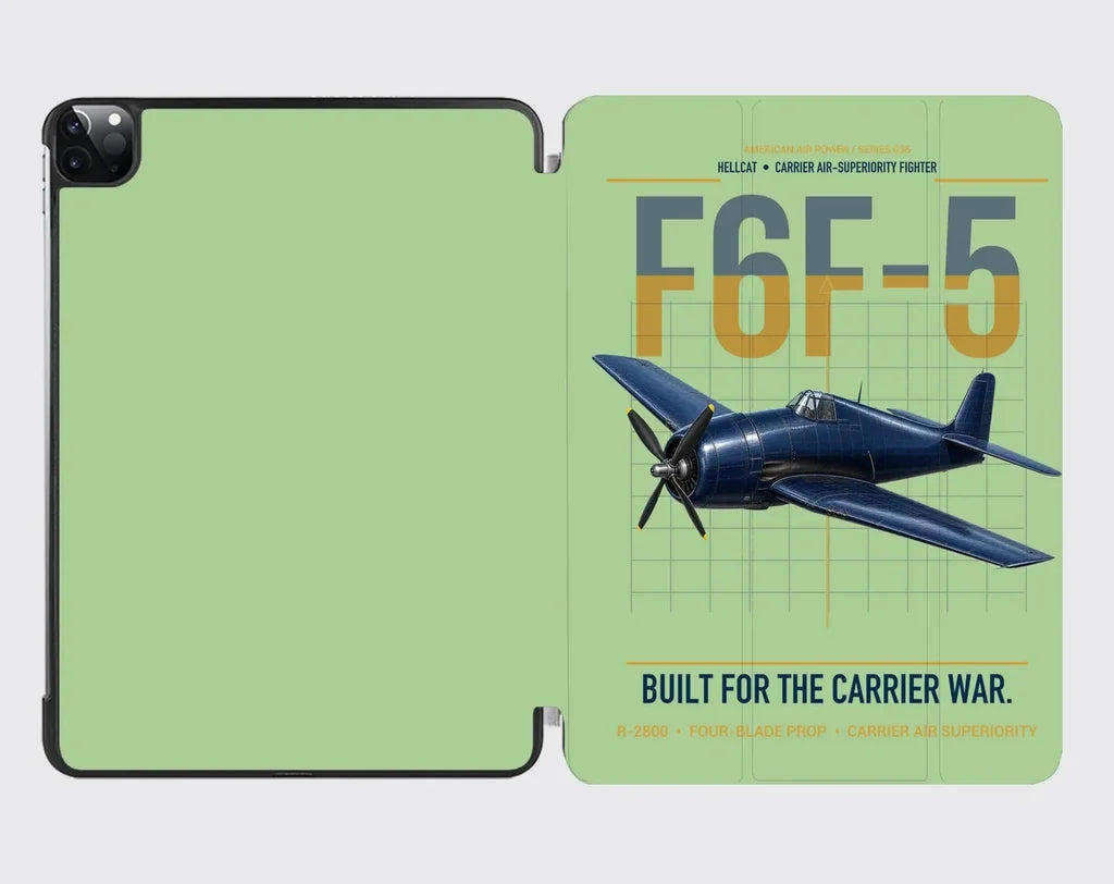 F6F-5 Hellcat design on light green ipad tablet case