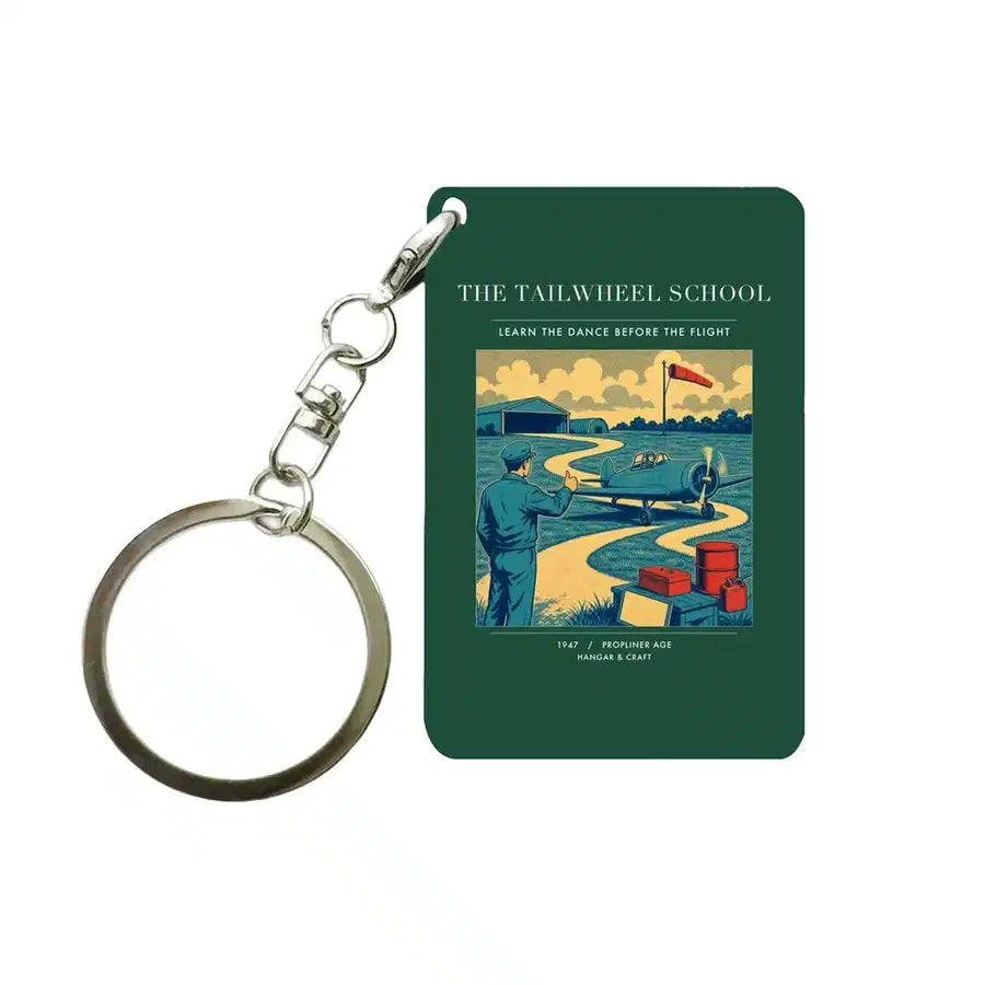 VINTAGE G4178 - The Tailwheel School - Designed Key Chain design on darkgreen