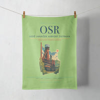 Thumbnail for Leoš Janáček Airport Ostrava (OSR) design on light green towel