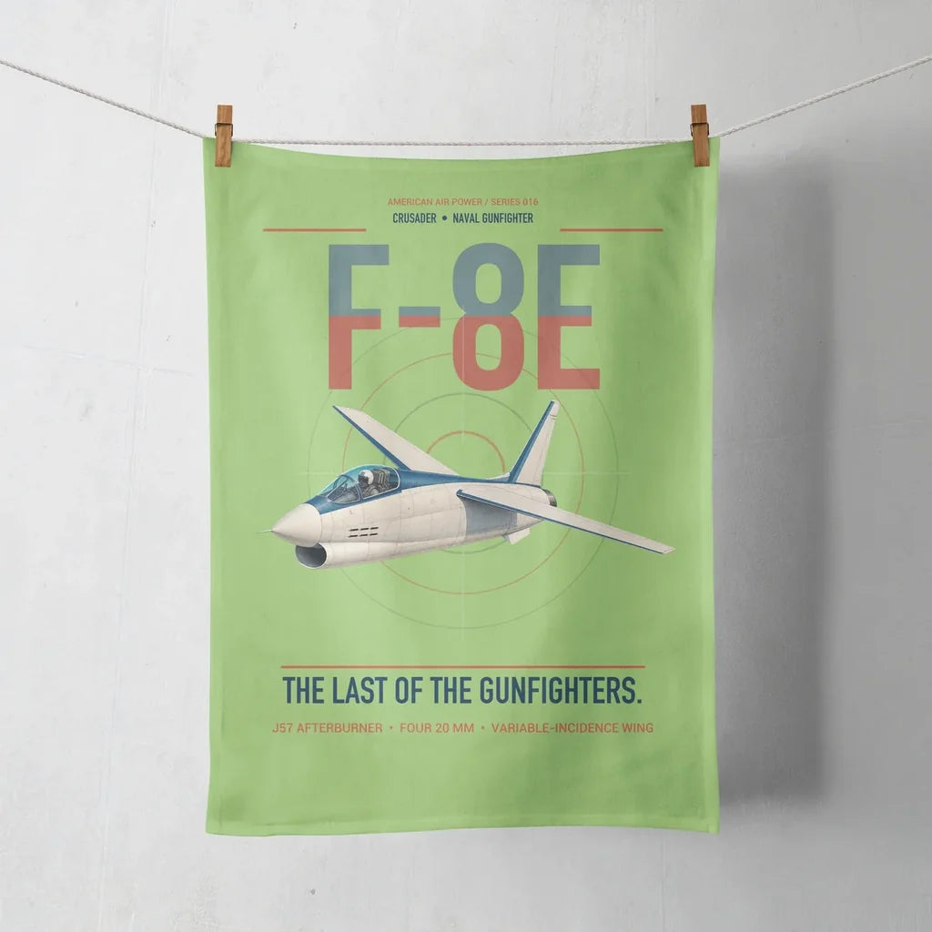 F-8E Crusader design on light green towel