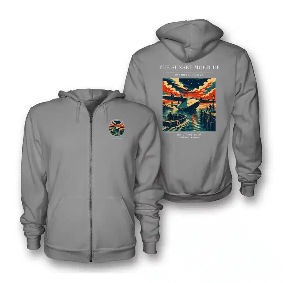 VINTAGE G4277 - The Sunset Moor-Up - Premium Zipped Hoodie design on gray