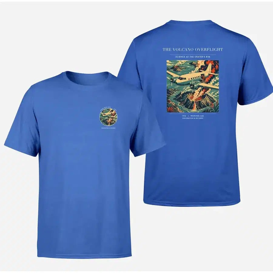 VINTAGE G4206 - The Volcano Overflight - Double-Side T-Shirt design on blue double side t shirt