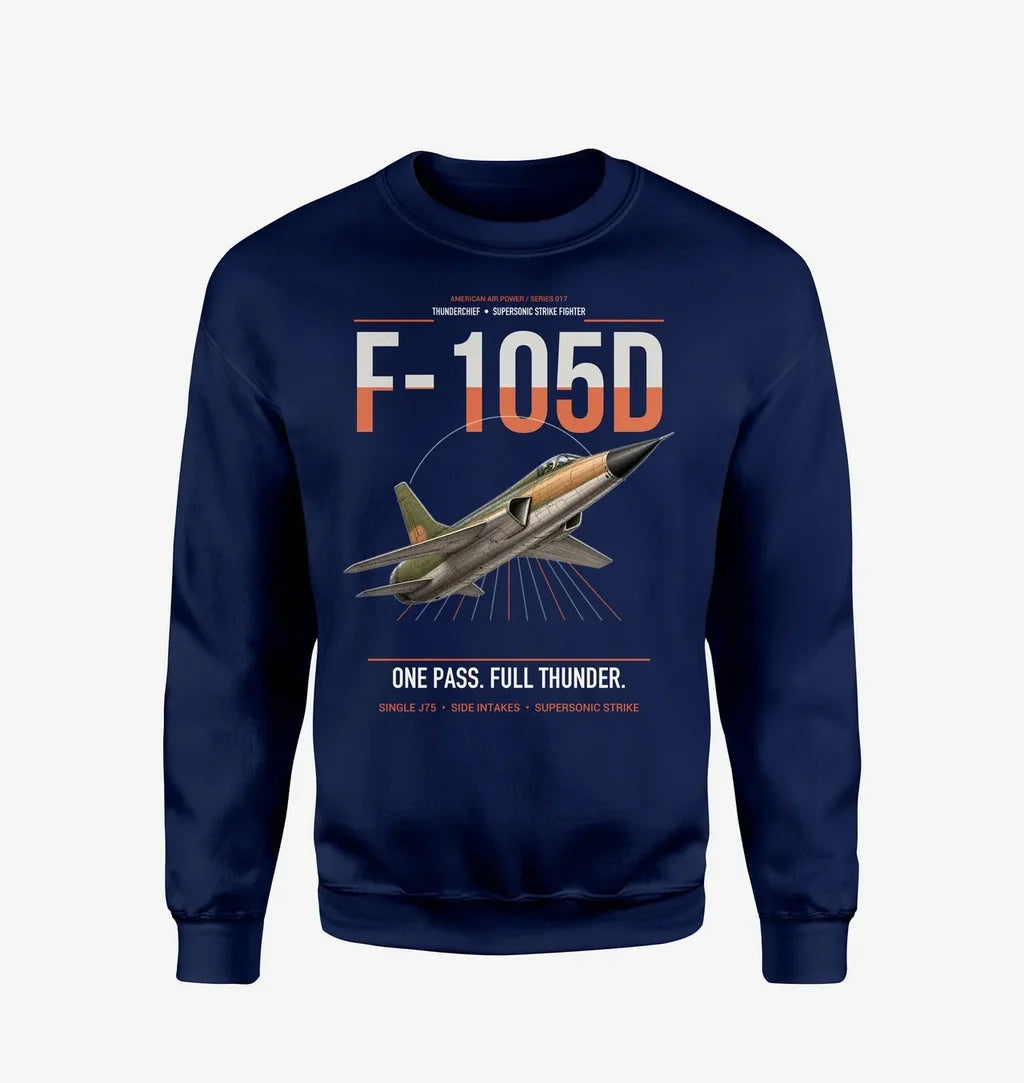 F-105D Thunderchief design on navy blue sweatshirt