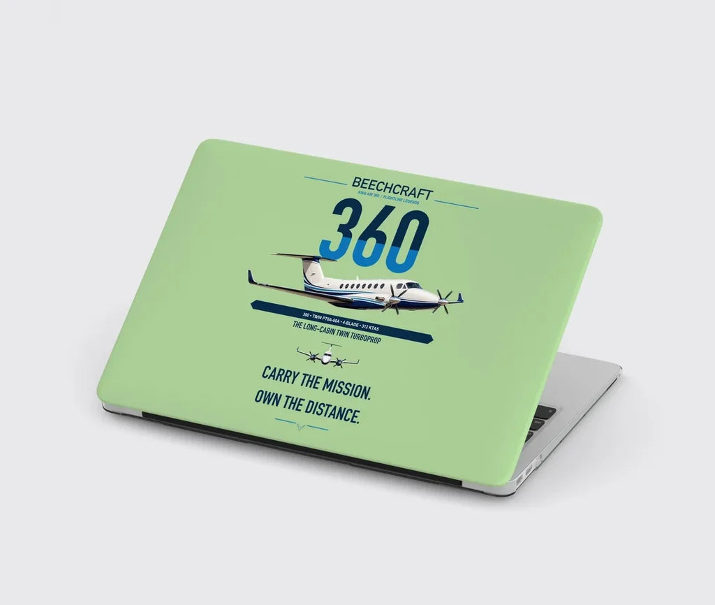 Beechcraft King Air 360 design on light green MacBook case